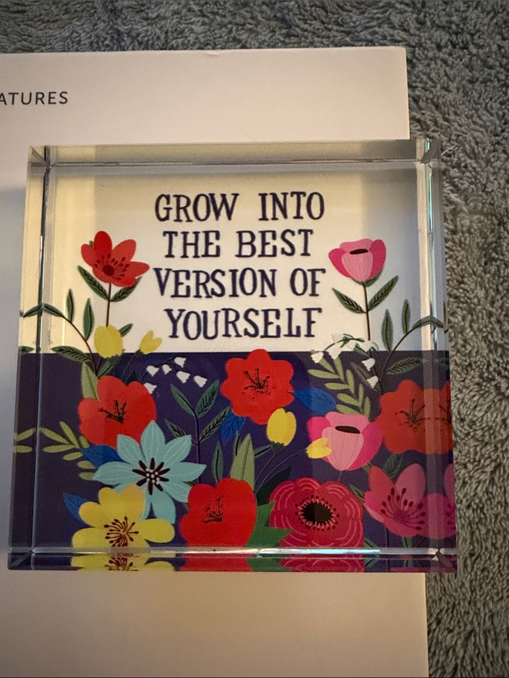 GANZ Floral Motivational Block Art - Red, Pink, Yellow, Blue, Green